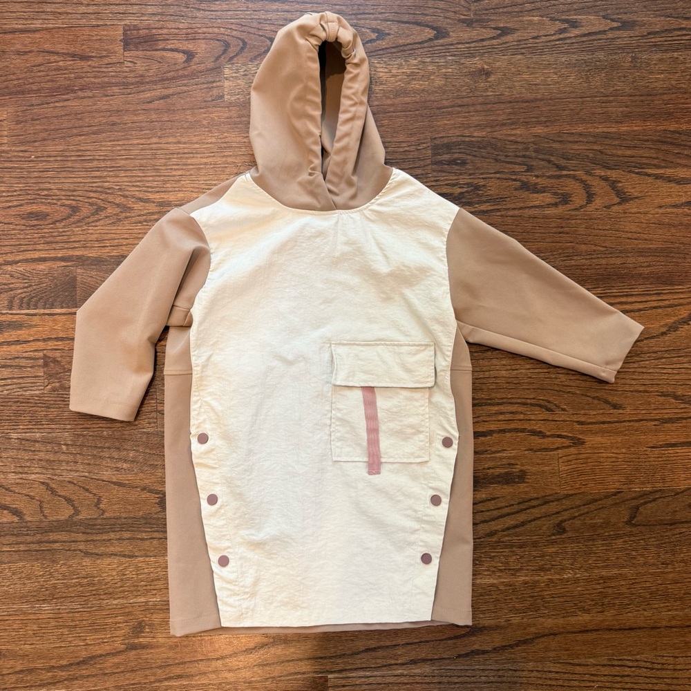 Zara Tan and Cream Hooded Dress